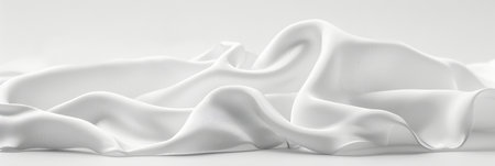 White silk satin fabric with beautiful elegant waves. Abstract, luxurious background, close-up.の素材