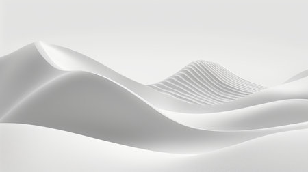 Abstract Minimalistic Background, 3D Render of Smooth White Wavy Curve Shape on White Backgroundの素材