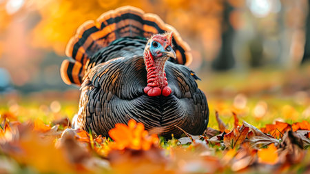 Majestic Wild Turkey in Autumn Splendor A Symbol of Thanksgiving and the Fall Seasonの素材