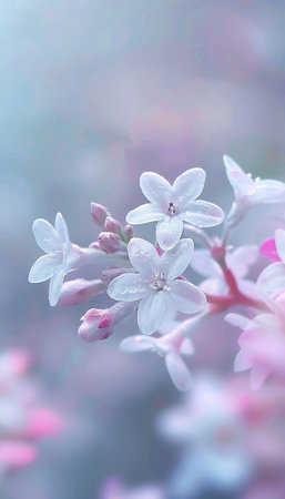 Soft Focus Delicate White Flowers, Spring Floral background, Beauty in Nature, Macro Photographyの素材
