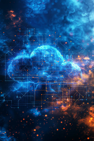 Cloud Computing Technology, Network Connections Visual, Cloud Shape, Cyber Security, Data Storageの素材