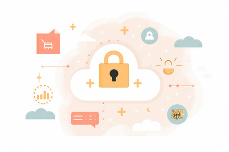 Cloud Data Security Secure Digital Information Protection Concept, Pastel Vector Illustrationの素材