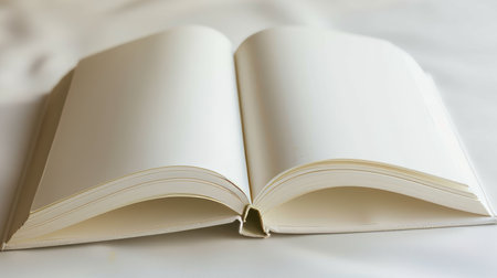 Open Blank Notebook with Empty Pages on White Background New Beginning, Fresh Start Conceptの素材