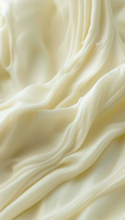 Creamy White Satin Close Up with Wrinkles and Folds, Perfect for Backgrounds and Texturesの素材