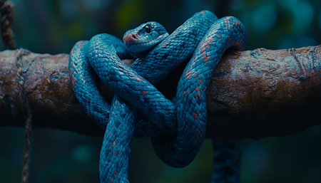 Intertwined snakes representing the symbolism of the 2025 chinese new year   the year of the snakeの素材