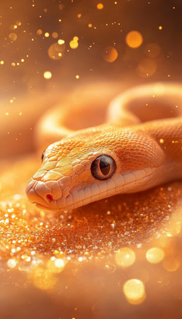 Golden Snake, A Portrait Symbolizing the Chinese New Year of the Snake Abundance, Fortune, Luckの素材