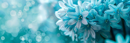 Blue Hyacinth Flowers in Springtime. Nature Floral Background with Copy Space. Selective Focus.の素材