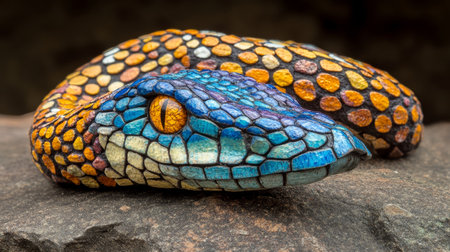 Vibrant Colorful Snake Head, Close-up, Symbol of Chinese New Year 2025, Chinese Cultureの素材