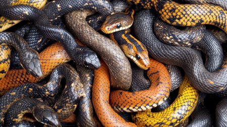 Entwined Beauty A Mass of Serpents in a Serpentine Embrace Celebrating the Year of the Snakeの素材