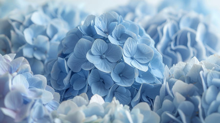 Soft Blue Hydrangea Blooms, Macro Photography Detailing Delicate Floral, Beautiful Nature Backgroundの素材