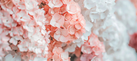 Delicate Pastel Pink Hydrangeas, Romantic Bouquet for Wedding or Celebration, Floral Backgroundの素材