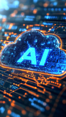 AI Cloud Integration Artificial Intelligence Convergence With Cloud Computing, Data Circuitsの素材