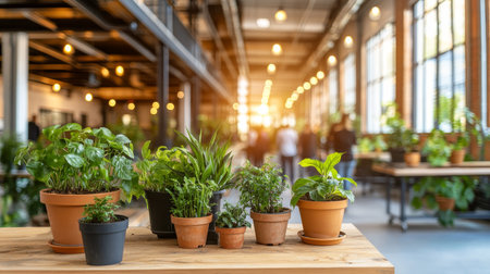 Modern Office Interior Design, Sustainable Workplace With Green Plants , Biophilic Designの素材