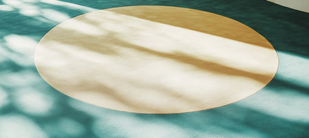 Sunlight Casting Abstract Shapes on a Teal and Gold Surface, Modern Interior Design Detailの素材