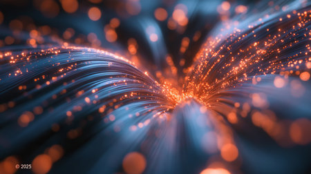 Cosmic Flow Abstract Swirls of Radiant Light and Energy Resembling a Galactic Vortex.の素材
