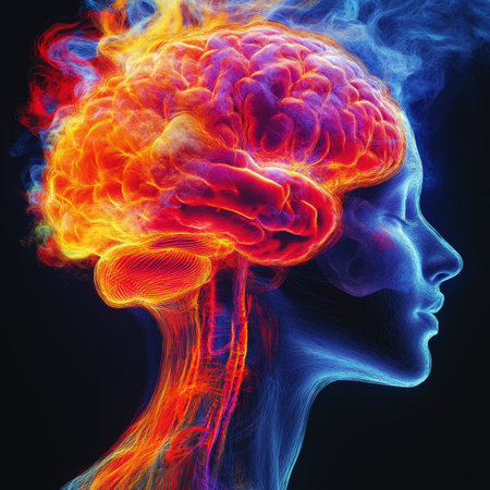 Human Brain On Fire Exploring The Intersection Of Biological And Digital Intelligenceの素材