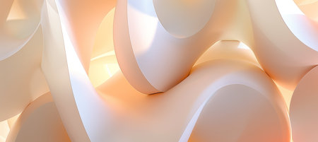 Abstract Gentle Wavy Background With White Minimalist Curves, Soft Lighting, High Resolutionの素材