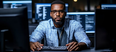 Cybersecurity Professional Protecting Data, Network Security, Monitoring Network Trafficの素材