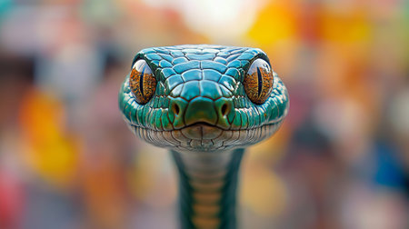 Close-Up Vivid Green Snake with Intense Gaze, Symbolic of the 2025 Chinese Zodiac Yearの素材