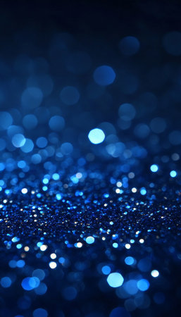 Dark Blue Glitter Bokeh Lights Background, Luxury Christmas Holiday Texture 3D Renderingの素材