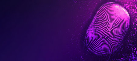 Abstract Purple Futuristic Fingerprint Security Identification on a Textured Backgroundの素材