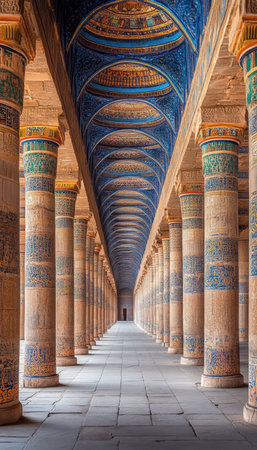 Ancient Egyptian Colonnade Majestic Architecture and Intricate Details of a Bygone Era.の素材