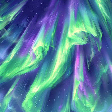 Ethereal Northern Lights Dance, Colorful Aurora Borealis Display in Night Sky, Background, Wallpaperの素材