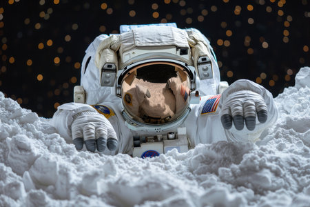 Astronaut Exploring Lunar Surface, Conducting Scientific Research in Space Exploration Missionの素材