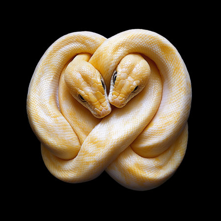 Two Albino Snakes Intertwined, Forming a Heart Shape Symbol of Love and the Chinese New Year 2025の素材