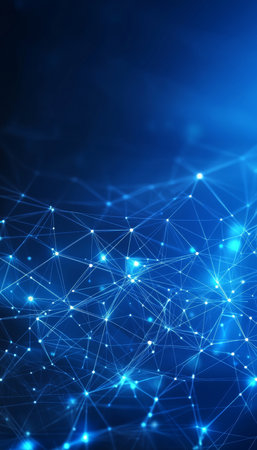 Abstract Blue Technology Background. Network Connection with Dots and Lines Illustrationの素材