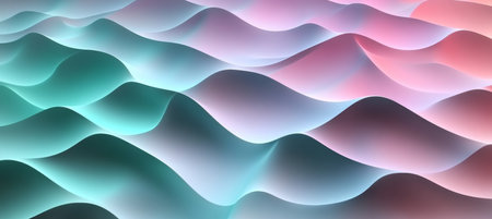 Abstract Pastel Dream Soft, Flowing Waves in Pink, Blue, and Teal Hues With Gradient Colors.の素材