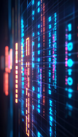 Futuristic Technology Background, Cyberspace With Data Stream, Digital Flow Of Informationの素材