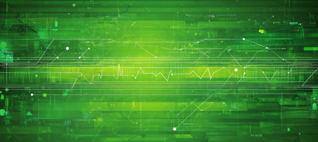 Green Technology Background with Data Visualization, Representing Innovation and Big Data Analytics.の素材