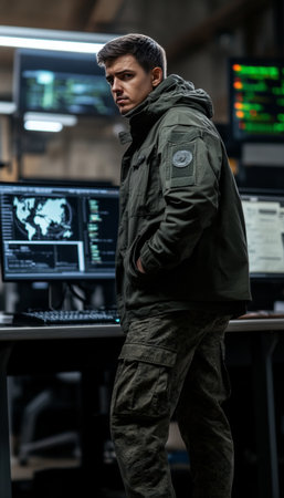 Cybersecurity Specialist Monitoring Global Network Security for Data Breach Preventionの素材