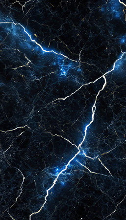 Abstract Black Marble Texture with Electric Blue Lightning Cracks, Energetic and Dynamic Backgroundの素材