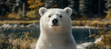 Portrait of a Majestic Polar Bear With Piercing Gaze Wildlife Conservation, Arctic Majestyの素材