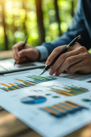 Business Team Analyzing Financial Data. People Working with Charts and Documents, Business Conceptの素材