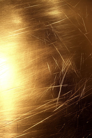 Grunge Gold Metallic Background, Abstract Textured Vintage Surface with Scratches, Shining Patternの素材