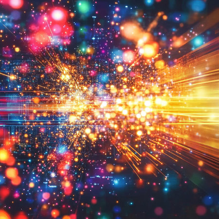 Abstract Colorful Bokeh And Light Trails With Streaks Background, Defocused, Vibrant, Festiveの素材