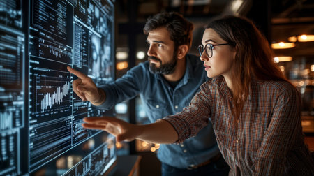 Technology, Teamwork, Digital Transformation Business Partners Analyze Analytics Data.の素材