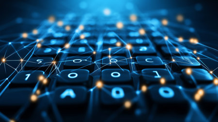 Network Connections Over Keyboard, Cybersecurity Concept, Digital Technology, Data Protectionの素材