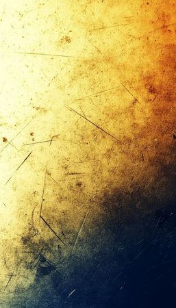 Abstract Grunge Gold, Blue Textured Background, Vintage Metallic Surface, Scratches, Gradientの素材