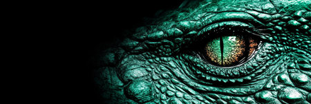 Close-up of Green Crocodile Eye Exotic Wildlife, a Captivating Snapshot of Primordial Eleganceの素材
