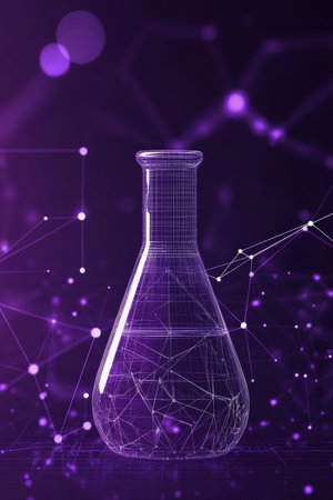 Abstract Glowing Chemistry Flask Science, Research, and Innovation Concept, 3D Renderの素材