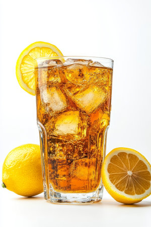 Refreshing Iced Tea with Lemon Slices A Cool and Revitalizing Beverage for Summer Enjoymentの素材