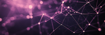 Geometric Crystal, Digital Amethyst Abstraction in Lines, Connected Dots, and Triangles on Purpleの素材