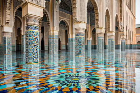 Moroccan Courtyard Splendor Ornate Tilework And Majestic Arches In A Traditional Riad Settingの素材