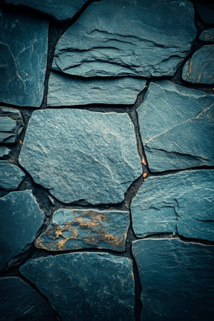 Dark Blue Stone Wall Texture. Abstract Background With A Rough Surface. Solid Stone Backdropの素材