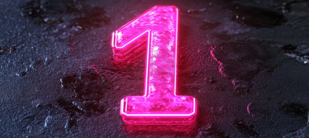 A Digit Number From the Glowing Electric Glass Lamp ,3D Render, Closeup Lighting Object Background,,の素材