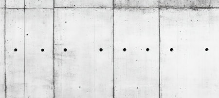 White Concrete Wall with Dividing Lines and Holes, Minimalist Architecture Backgroundの素材